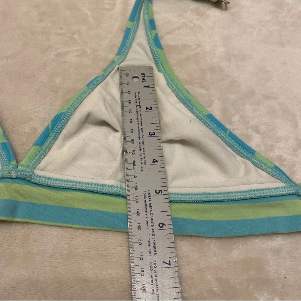 Anne Klein Light Blue and Green Floral Bikini Top